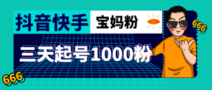 抖音快手三天起号涨粉1000宝妈粉丝的核心方法【详细玩法教程】-逍遥游