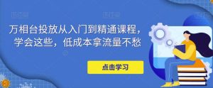 万相台投放·新手到精通课程，学会这些，低成本拿流量不愁-逍遥游
