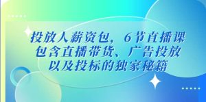投放人薪资包，6节直播课，包含直播带货、广告投放、以及投标的独家秘籍-逍遥游