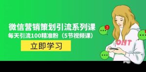 价值百万的微信营销策划引流系列课（5节视频课）-逍遥游