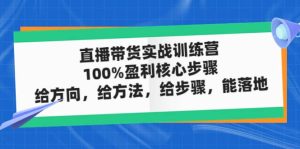 直播带货实战训练营:100%盈利核心步骤,给方向,给方法,给步骤,能落地-逍遥游