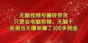 无脑视频号搬砖带货,只要会电脑剪辑,无脑干-逍遥游