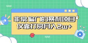 非常偏门的暴利项目-逍遥游