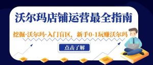 沃尔玛店铺·运营最全指南，挖掘·沃尔玛·入门盲区，新手0-1玩赚沃尔玛-逍遥游