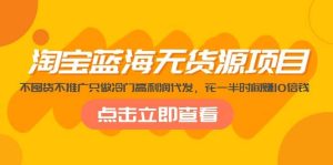 淘宝蓝海无货源项目，不囤货不推广只做冷门高利润代发-逍遥游
