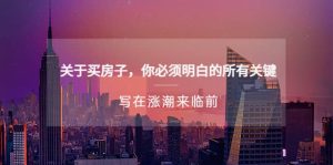 某公众号付费文章《关于买房子 你必须明白的所有关键-写在涨潮来临前》-逍遥游
