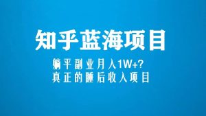 知乎蓝海玩法,真正的睡后收入项目(6节视频课)-逍遥游