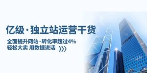 独立站运营干货：全面提升网站·转化率超过4%，轻松大卖 用数据说话-逍遥游