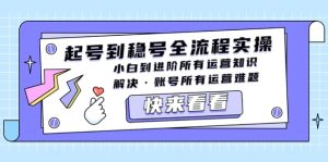 起号到稳号全流程实操，小白到进阶所有运营知识，解决·账号所有运营难题-逍遥游