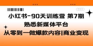 小红书-90天训练营-第7期，熟悉新媒体平台|从零到一做爆款内容|商业变现-逍遥游