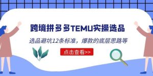 跨境拼多多TEMU实操选品运营方法，选品避坑12条标准，爆款的底层思路等-逍遥游
