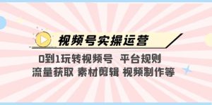 视频号实操运营，0到1玩转视频号 平台规则 流量获取 素材剪辑 视频制作等-逍遥游