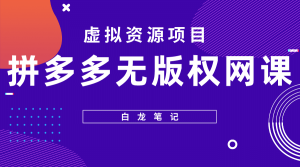 拼多多无版权网课项目,月入5000的长期项目,玩法详细拆解-逍遥游
