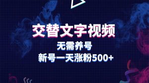 交替文字视频，无需养号，新号一天涨粉500+-逍遥游