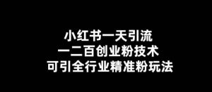 【引流必备】小红书一天引流一二百创业粉技术，可引全行业精准粉玩法-逍遥游