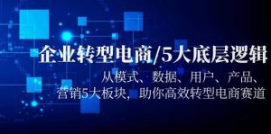 企业转型电商/5大底层逻辑,从模式 数据 用户 产品 营销5大板块,高效转型-逍遥游