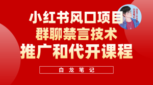 小红书风口项目日入300+，小红书群聊禁言技术代开项目，适合新手操作-逍遥游