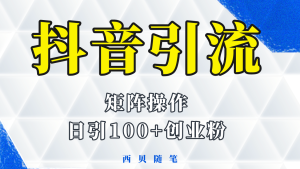 抖音引流术，矩阵操作，一天能引100多创业粉-逍遥游