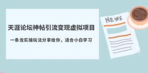 天涯论坛神帖引流变现虚拟项目,一条龙实操玩法分享给你(教程+资源)-逍遥游