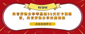 抖音好物分享0基础30天-打卡特训营,抖音好物分享实操课程-逍遥游
