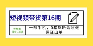 短视频带货第16期:一部手机,0基础听话照做,保证出单-逍遥游