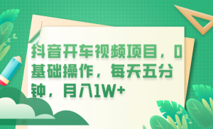 抖音开车视频项目，0基础操作，每天五分钟，月入1W+-逍遥游