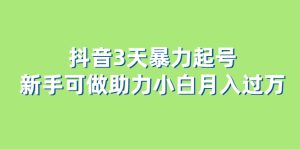 抖音3天暴力起号新手可做助力小白月入过万-逍遥游