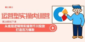 运营型实操内训营-第28期线下课 从底层逻辑到实操到千川投放 打造百万爆款-逍遥游