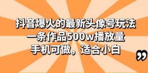 抖音爆火的最新头像号玩法,一条作品500w播放量,手机可做,适合小白-逍遥游