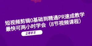 短视频剪辑0基础到精通PR速成教学：最快可两小时学会（8节视频课程）-逍遥游