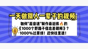 一天做完别一辈子的视频 制作最近很火的《1000个野路子信息差》100%过原创-逍遥游