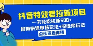 抖音特效君拉新项目 一天轻松拉新500+ 附带快速审核玩法+收徒弟玩法-逍遥游