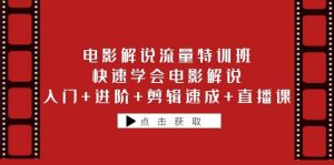 电影解说流量特训班:快速学会电影解说,入门+进阶+剪辑速成+直播课-逍遥游