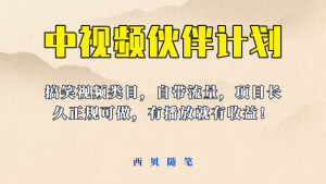 中视频伙伴计划玩法!长久正规稳定,有播放就有收益!搞笑类目自带流量-逍遥游
