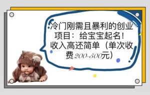 冷门刚需且暴利的创业项目：给宝宝起名！收入高还简单（单次200-500）-逍遥游