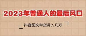 2023普通人的最后风口,抖音图文带货月入几万+-逍遥游