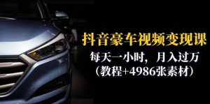 抖音豪车视频变现分享课：每天一小时，月入过万（教程+4986张素材）-逍遥游