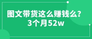 图文带货这么赚钱么? 3个月52W 图文带货运营加强课-逍遥游