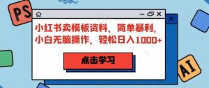 小红书卖模板资料，简单暴利，小白无脑操作，轻松日入1000+【揭秘】-逍遥游