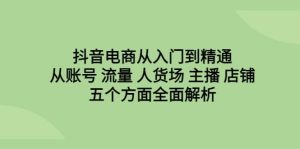 抖音电商从入门到精通,从账号 流量 人货场 主播 店铺五个方面全面解析-逍遥游