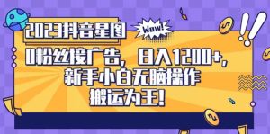抖音星图0粉接广告，新手小白无脑操作日入1200+，无上限无门槛，搬运为王！【揭秘】-逍遥游
