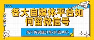 各大自媒体平台如何留微信号，详细实操教学-逍遥游