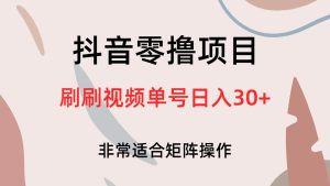 抖音零撸项目，刷刷视频单号日入30+-逍遥游