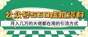 公众号SEO虚拟资料，操作简单，日入500+，可批量操作【揭秘】-逍遥游