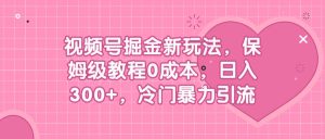视频号掘金新玩法，保姆级教程0成本，日入300+，冷门暴力引流-逍遥游