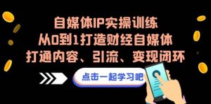 自媒体IP实操训练，从0到1打造财经自媒体，打通内容、引流、变现闭环-逍遥游