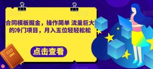 合同模板掘金，操作简单流量巨大的冷门项目，月入五位轻轻松松【揭秘】-逍遥游