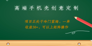 高端手机壳创意定制，项目正处于蓝海，每单收益30+，可以上矩阵操作-逍遥游