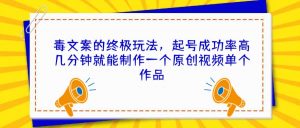 毒文案的终极玩法,起号成功率高几分钟就能制作一个原创视频单个作品-逍遥游
