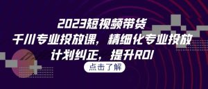 2023短视频带货-千川专业投放课,精细化专业投放,计划纠正,提升ROI-逍遥游